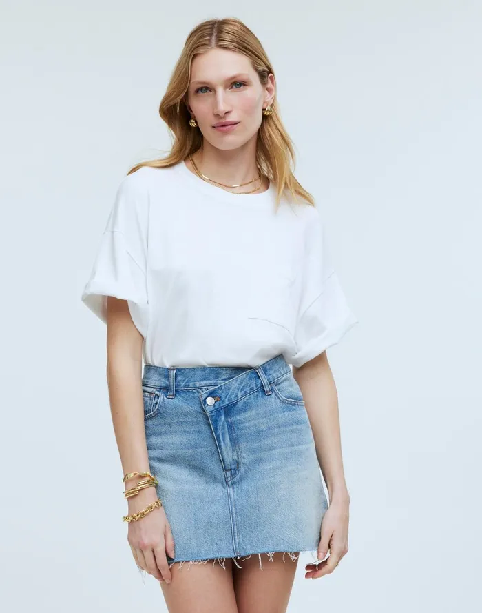 Women Skirts Madewell Denim CrossoverWaist Mini Skirt In Ladson Wash