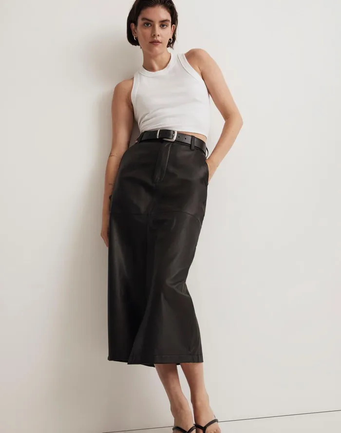 Women Skirts Madewell Leather Midi Skirt