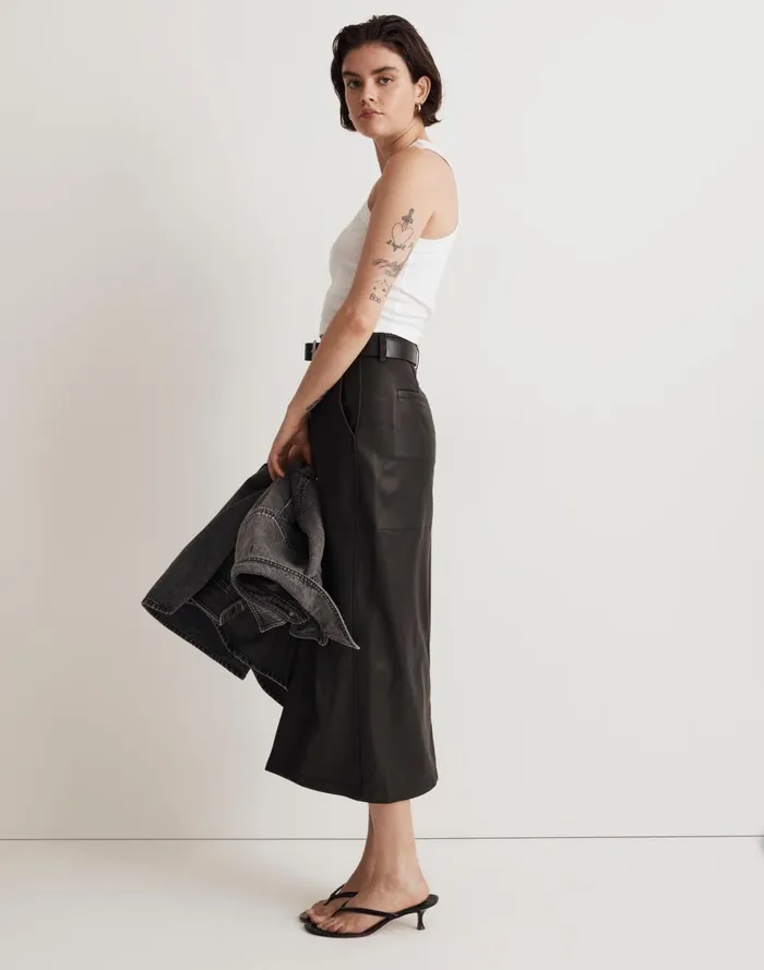 Women Skirts Madewell Leather Midi Skirt