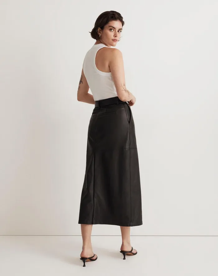 Women Skirts Madewell Leather Midi Skirt