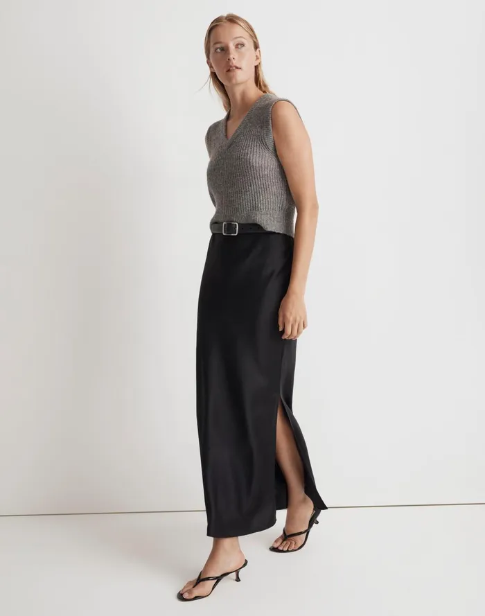 Women Skirts Madewell Satin Maxi Slip Skirt