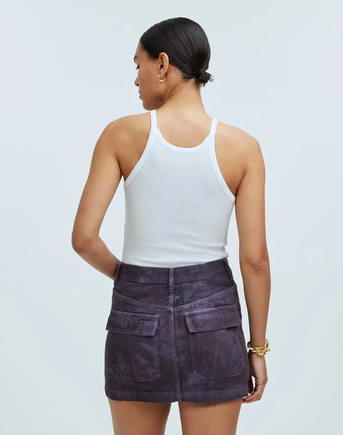 Women Skirts Madewell X MN Dye Studio Denim PatchPocket Micro Mini Skirt