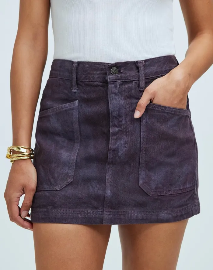 Women Skirts Madewell X MN Dye Studio Denim PatchPocket Micro Mini Skirt
