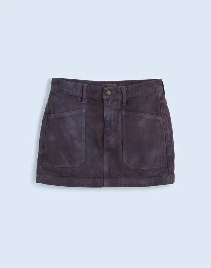 Women Skirts Madewell X MN Dye Studio Denim PatchPocket Micro Mini Skirt