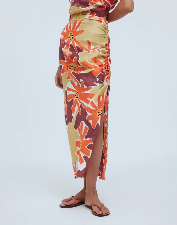 Women Skirts Madewell Zulu and Zephyr Wildflower Linen Midi Skirt