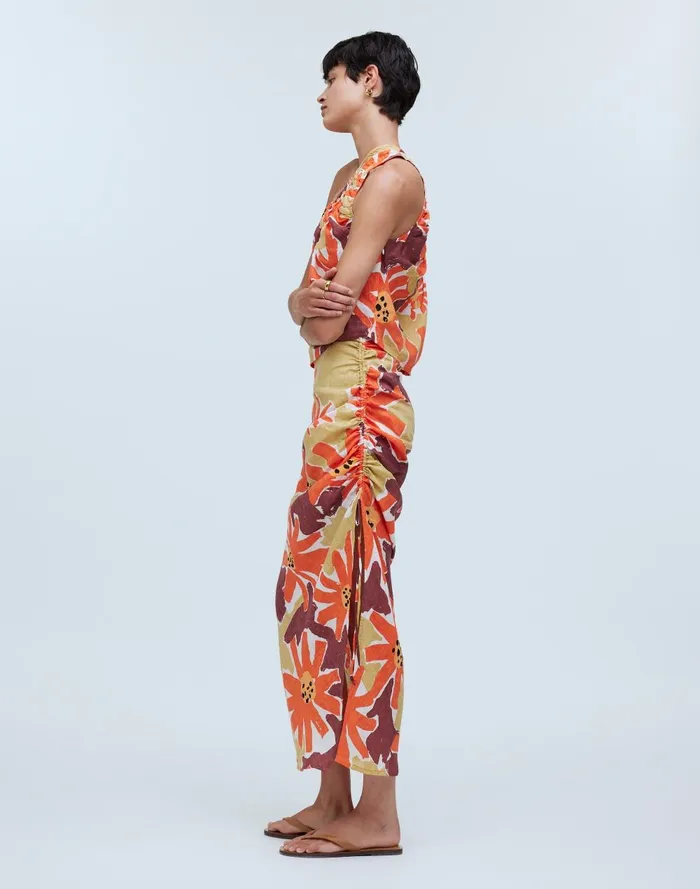 Women Skirts Madewell Zulu and Zephyr Wildflower Linen Midi Skirt