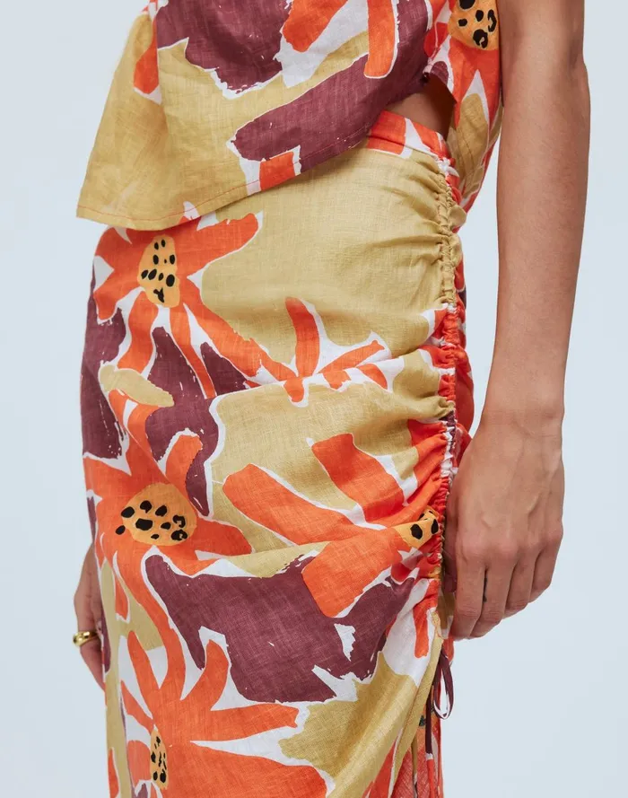 Women Skirts Madewell Zulu and Zephyr Wildflower Linen Midi Skirt