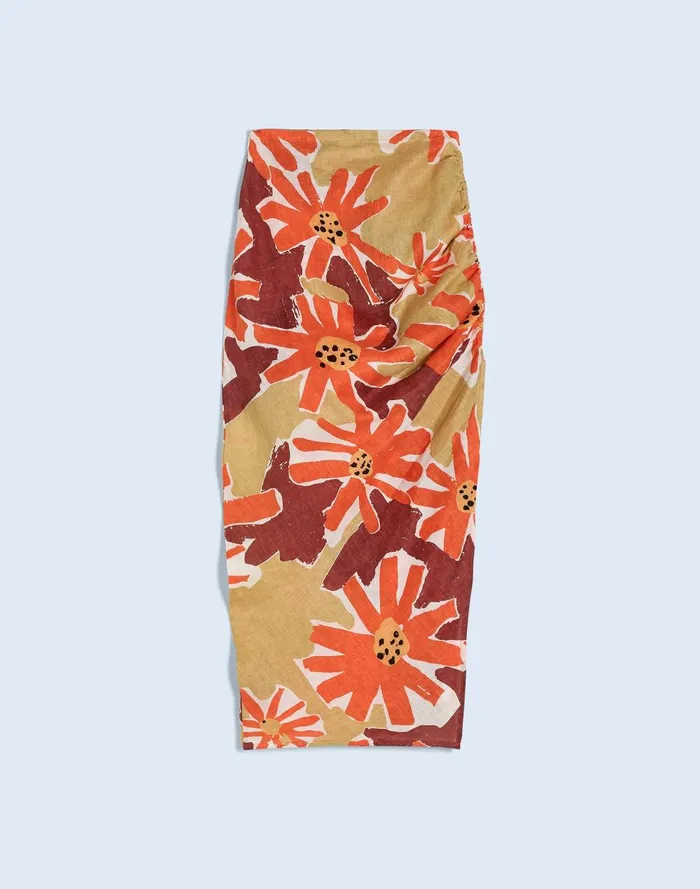Women Skirts Madewell Zulu and Zephyr Wildflower Linen Midi Skirt