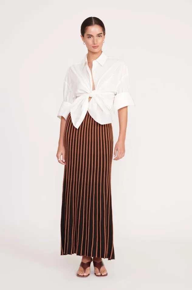 Women Skirts STAUD STAUD ALEIDA SKIRT TAN BLACK Women Skirts STAUD STAUD ALEIDA SKIRT TAN BLACK