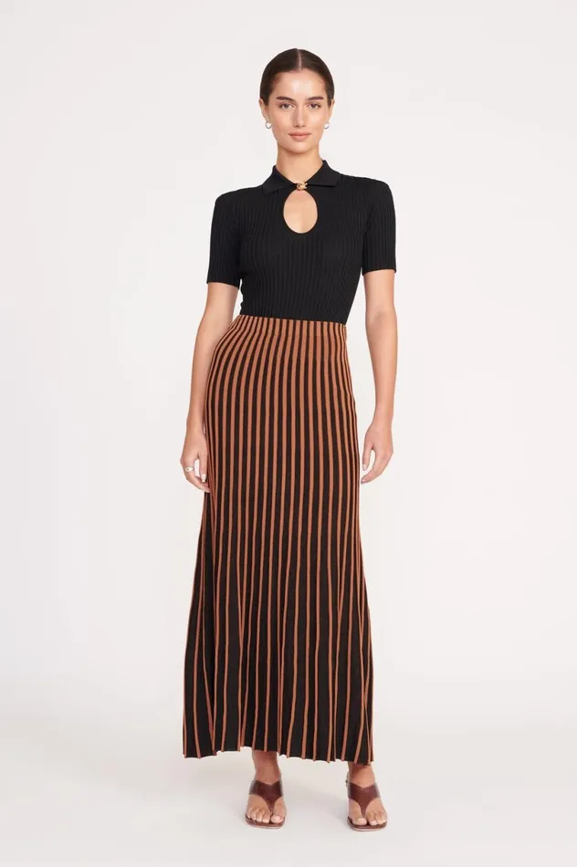 Women Skirts STAUD STAUD ALEIDA SKIRT TAN BLACK Women Skirts STAUD STAUD ALEIDA SKIRT TAN BLACK