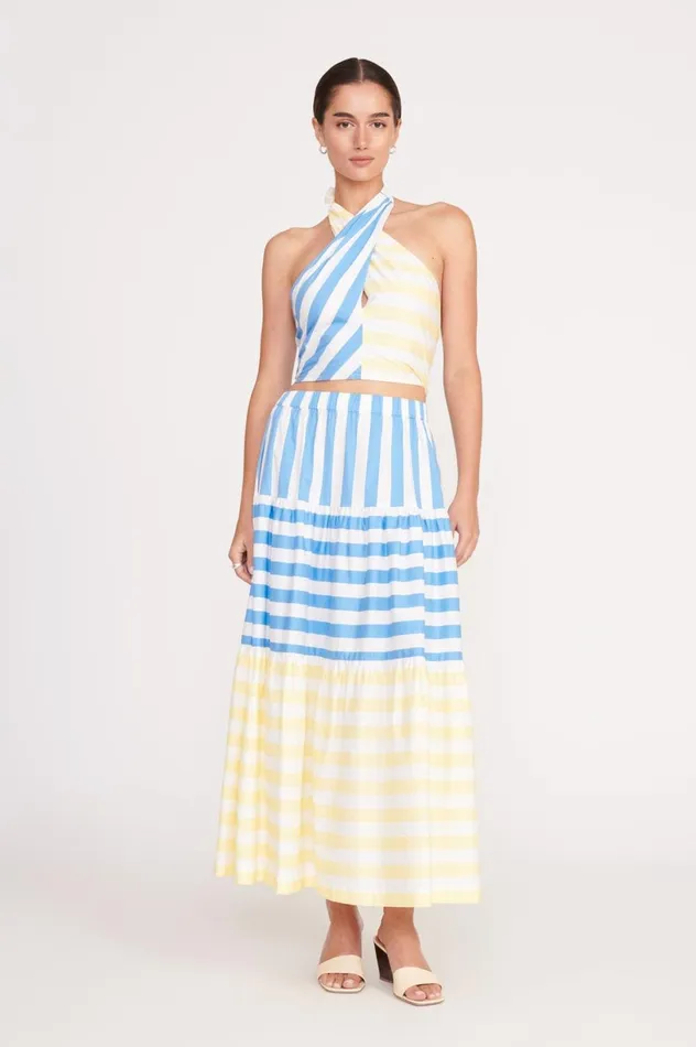 Women Skirts STAUD STAUD IDALINO SKIRT BUTTERCUP SEASHORE STRIPE