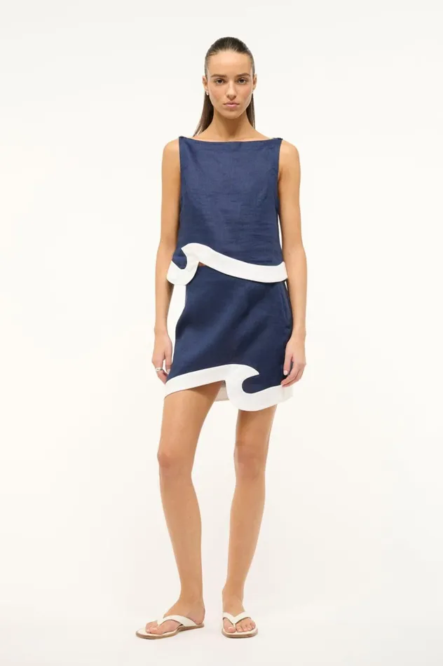 Women Skirts STAUD STAUD LEANDRO SKIRT NAVY WHITE
