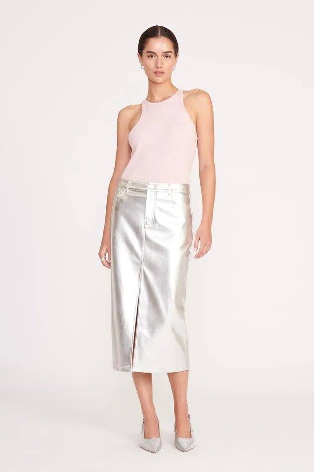 Women Skirts STAUD STAUD OAKLYN SKIRT SILVER