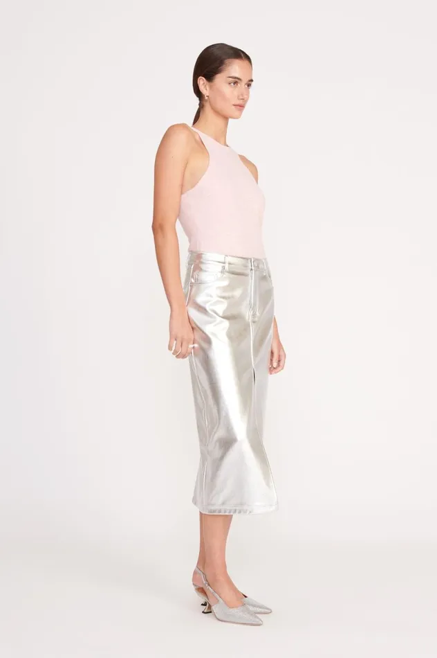 Women Skirts STAUD STAUD OAKLYN SKIRT SILVER Women Skirts STAUD STAUD OAKLYN SKIRT SILVER
