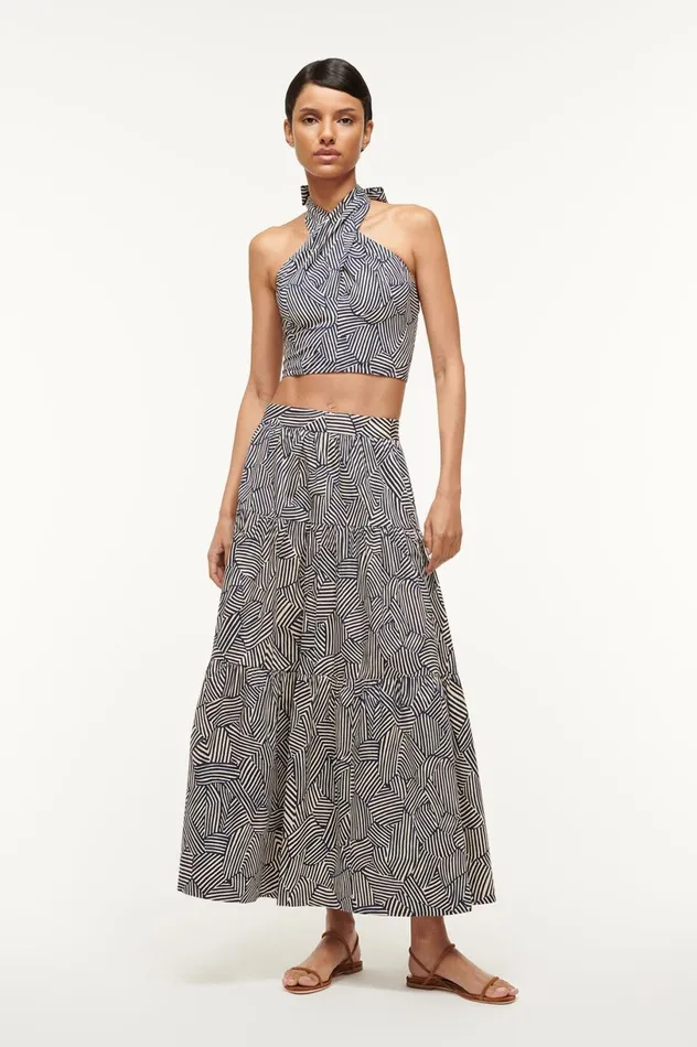 Women Skirts STAUD STAUD SEA SKIRT NAVY MOSAIC