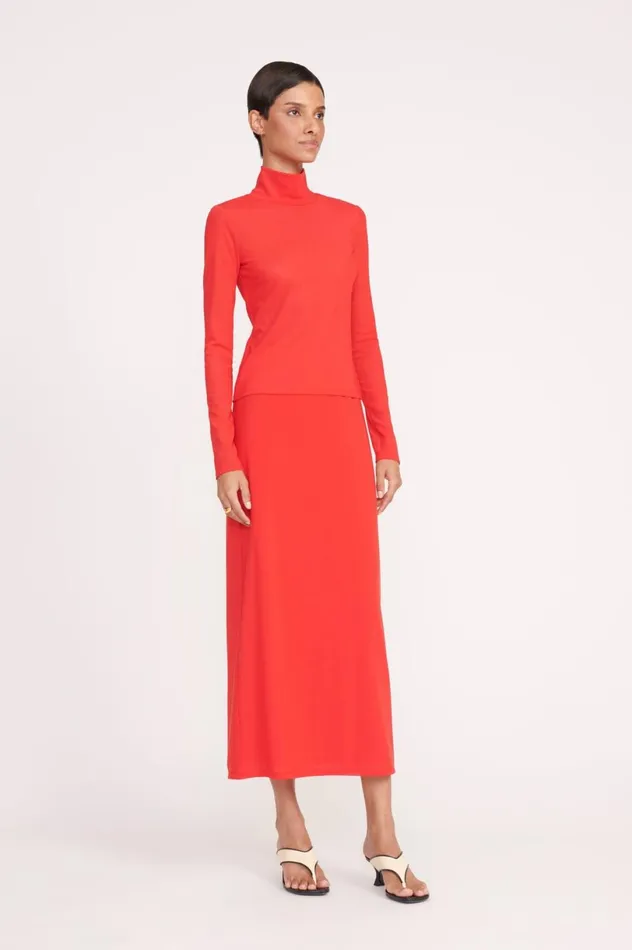 Women Skirts STAUD STAUD TREY SKIRT RED ROSE Women Skirts STAUD STAUD TREY SKIRT RED ROSE