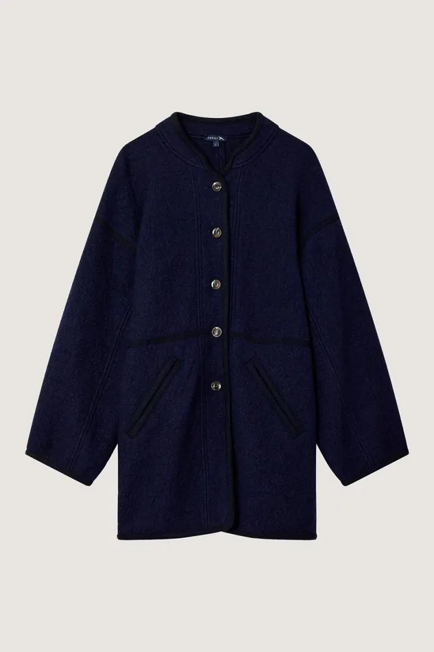 Women SLOVENIE COAT Navy Soeur Jackets and Coats