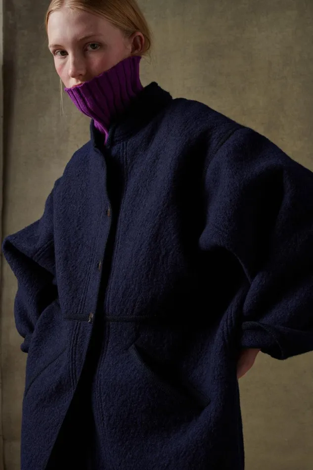 Women SLOVENIE COAT Navy Soeur Jackets and Coats