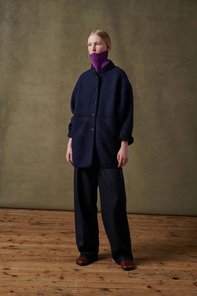 Women SLOVENIE COAT Navy Soeur Jackets and Coats