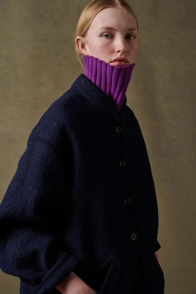 Women SLOVENIE COAT Navy Soeur Jackets and Coats