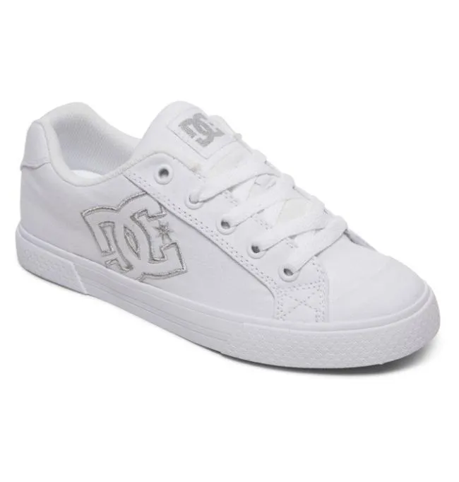 Women Sneakers DC Women039s Chelsea Canvas Shoes WhiteSilver Women Sneakers DC Women039s Chelsea Canvas Shoes WhiteSilver