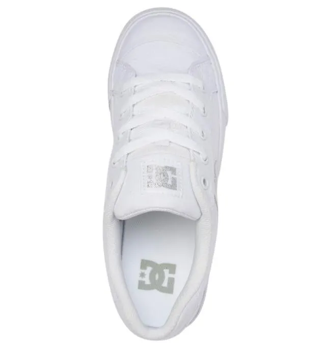 Women Sneakers DC Women039s Chelsea Canvas Shoes WhiteSilver Women Sneakers DC Women039s Chelsea Canvas Shoes WhiteSilver