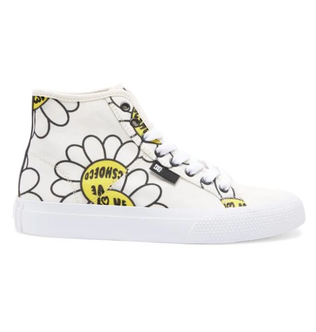 Women Sneakers DC Women039s Manual HI Canvas Shoes WhiteBlackFlower