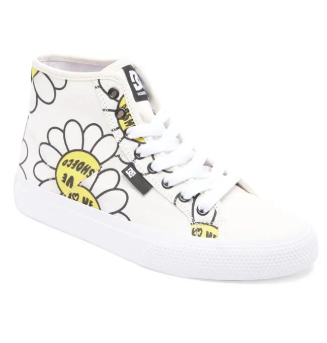 Women Sneakers DC Women039s Manual HI Canvas Shoes WhiteBlackFlower Women Sneakers DC Women039s Manual HI Canvas Shoes WhiteBlackFlower