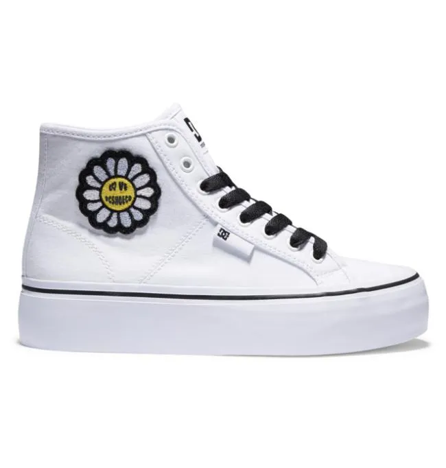 Women Sneakers DC Women039s Manual HI Platform Shoes WhiteBlackFlower