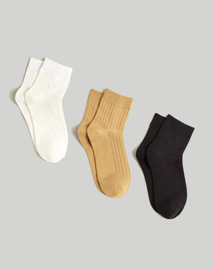 Women Socks Madewell ThreePack Slinky Ankle Socks