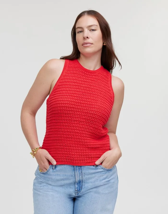 Women Sweaters Madewell CrochetKnit Crewneck Sweater Tank