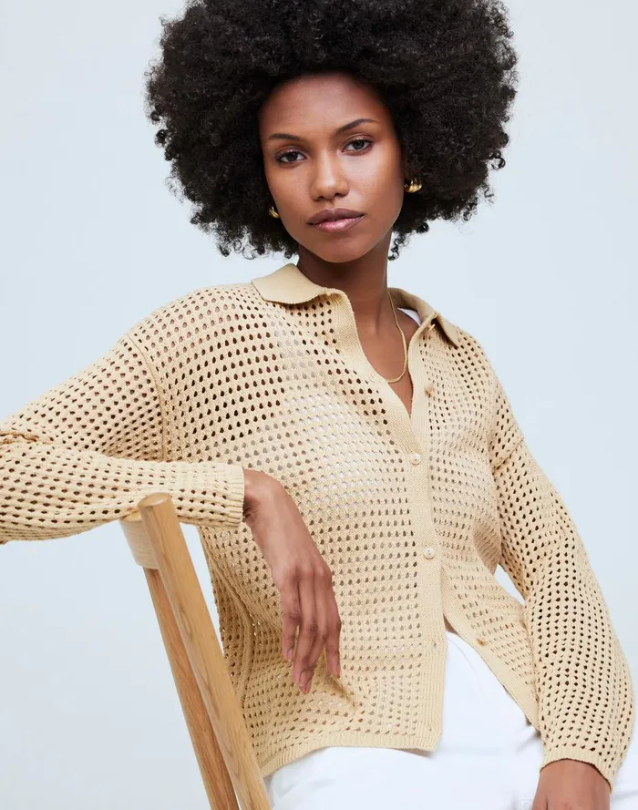 Women Sweaters Madewell OpenStitch Polo Cardigan Sweater