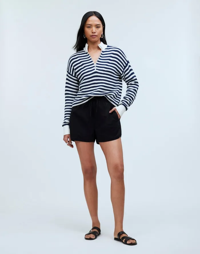 Women Sweaters Madewell Ribbed HalfZip Sweater In Stripe