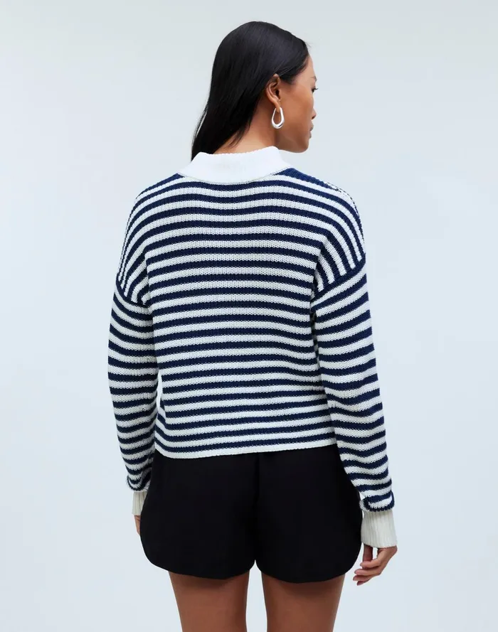 Women Sweaters Madewell Ribbed HalfZip Sweater In Stripe
