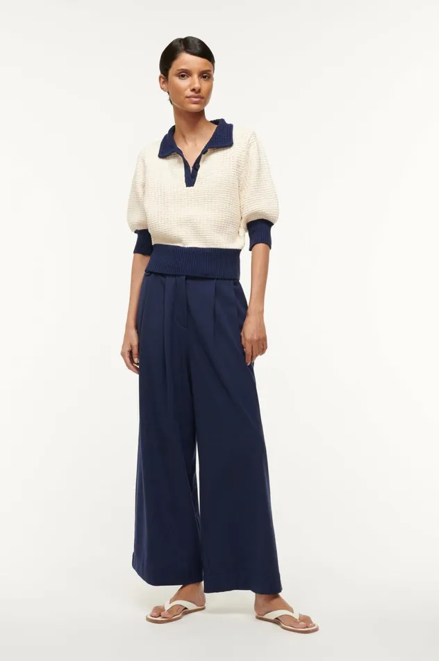 Women Sweaters STAUD STAUD ALTEA SWEATER IVORY NAVY Women Sweaters STAUD STAUD ALTEA SWEATER IVORY NAVY