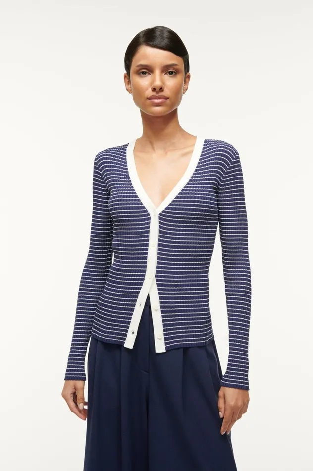 Women Sweaters STAUD STAUD CARGO SWEATER NAVY MICRO STRIPE Women Sweaters STAUD STAUD CARGO SWEATER NAVY MICRO STRIPE