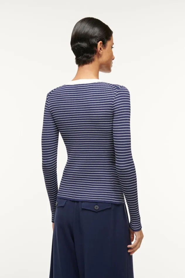Women Sweaters STAUD STAUD CARGO SWEATER NAVY MICRO STRIPE Women Sweaters STAUD STAUD CARGO SWEATER NAVY MICRO STRIPE