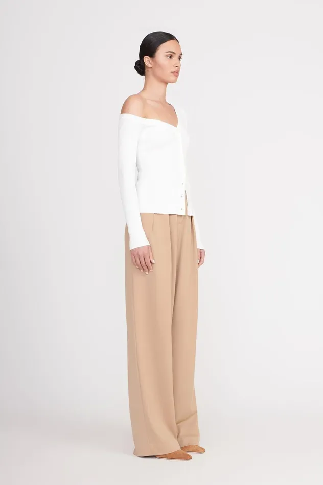 Women Sweaters STAUD STAUD CRAFTSMAN SWEATER IVORY Women Sweaters STAUD STAUD CRAFTSMAN SWEATER IVORY