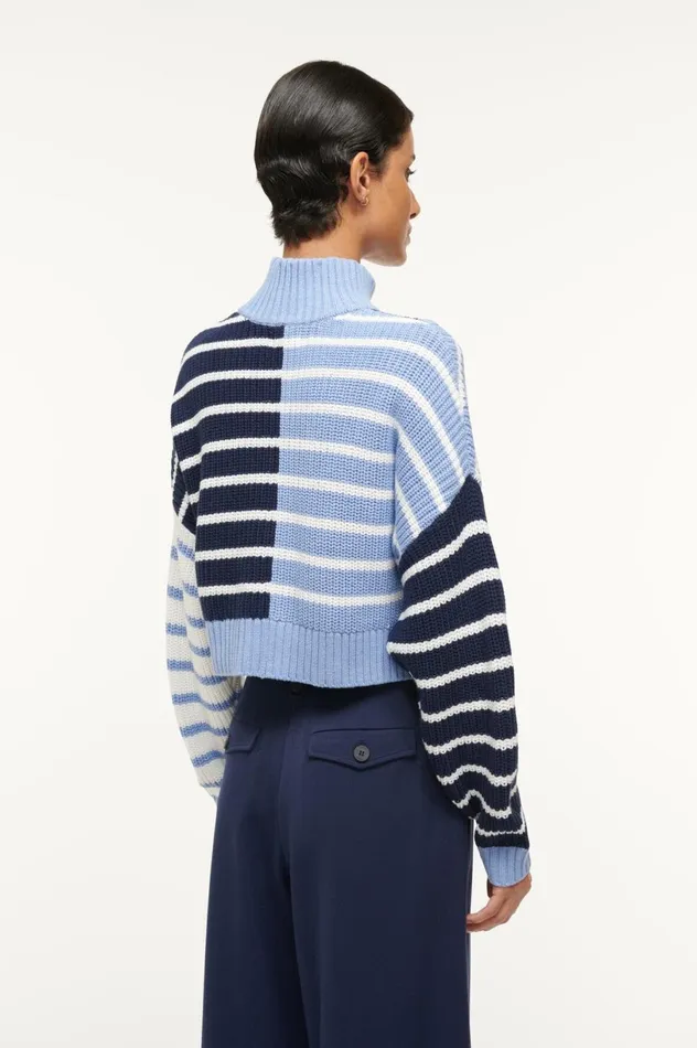 Women Sweaters STAUD STAUD CROPPED HAMPTON SWEATER ADRIATIC STRIPE Women Sweaters STAUD STAUD CROPPED HAMPTON SWEATER ADRIATIC STRIPE
