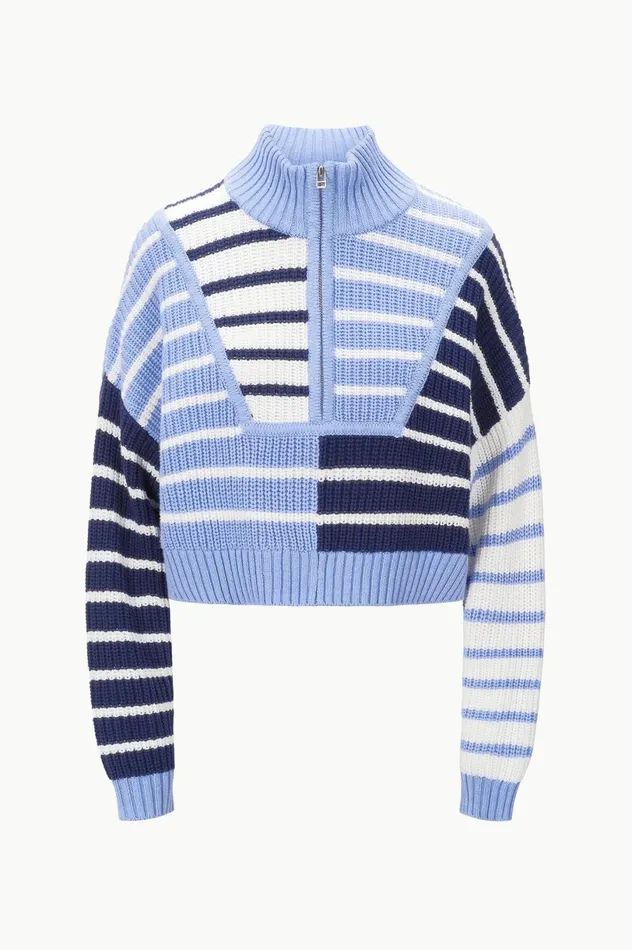 Women Sweaters STAUD STAUD CROPPED HAMPTON SWEATER ADRIATIC STRIPE Women Sweaters STAUD STAUD CROPPED HAMPTON SWEATER ADRIATIC STRIPE