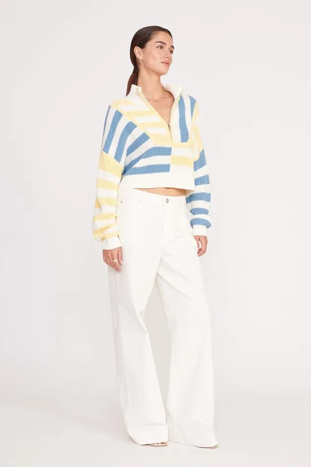 Women Sweaters STAUD STAUD CROPPED HAMPTON SWEATER BUTTERCUP SEASHORE STRIPE Women Sweaters STAUD STAUD CROPPED HAMPTON SWEATER BUTTERCUP SEASHORE STRIPE