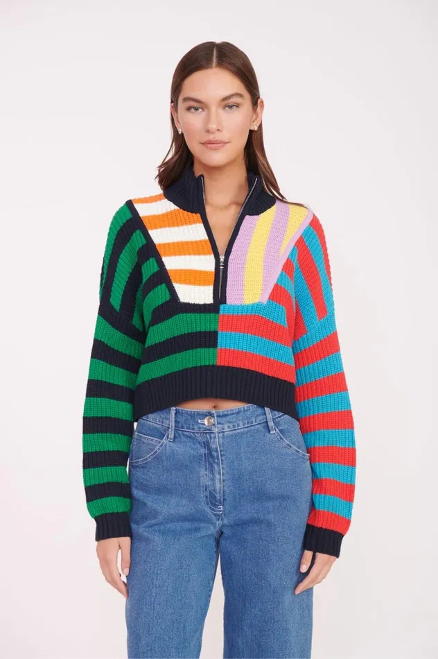 Women Sweaters STAUD STAUD CROPPED HAMPTON SWEATER CABANA STRIPE MULTI