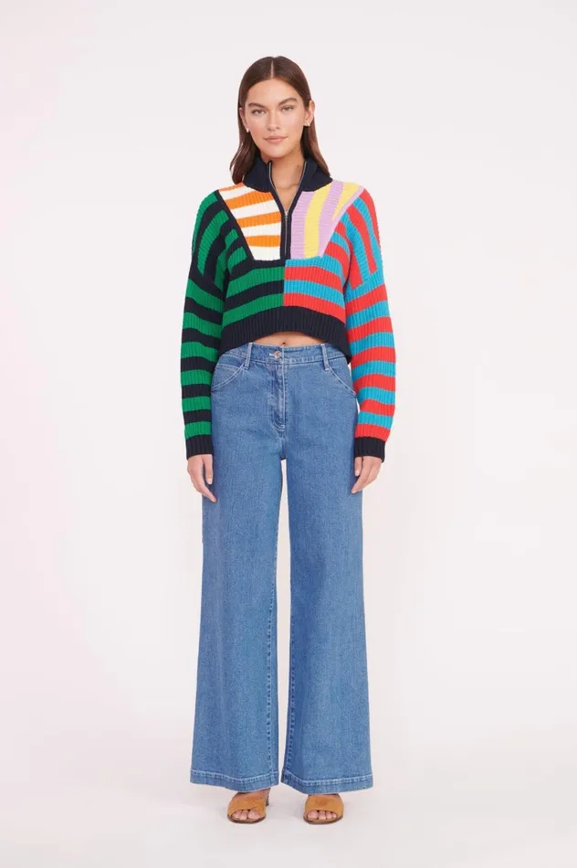 Women Sweaters STAUD STAUD CROPPED HAMPTON SWEATER CABANA STRIPE MULTI Women Sweaters STAUD STAUD CROPPED HAMPTON SWEATER CABANA STRIPE MULTI