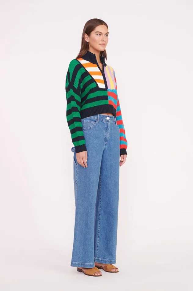 Women Sweaters STAUD STAUD CROPPED HAMPTON SWEATER CABANA STRIPE MULTI Women Sweaters STAUD STAUD CROPPED HAMPTON SWEATER CABANA STRIPE MULTI