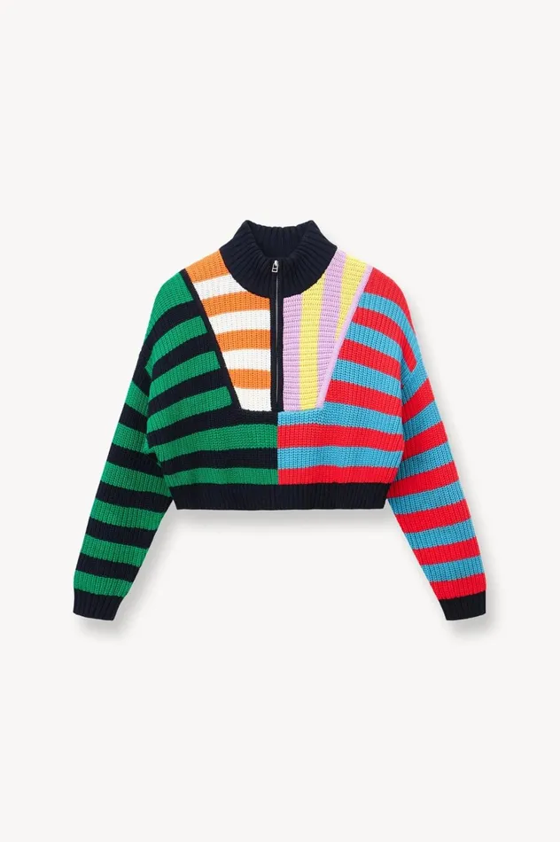 Women Sweaters STAUD STAUD CROPPED HAMPTON SWEATER CABANA STRIPE MULTI Women Sweaters STAUD STAUD CROPPED HAMPTON SWEATER CABANA STRIPE MULTI