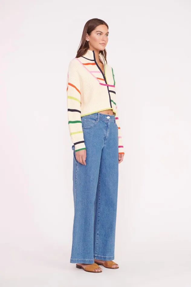 Women Sweaters STAUD STAUD CROPPED HAMPTON SWEATER CREAM RAINBOW MULTI Women Sweaters STAUD STAUD CROPPED HAMPTON SWEATER CREAM RAINBOW MULTI