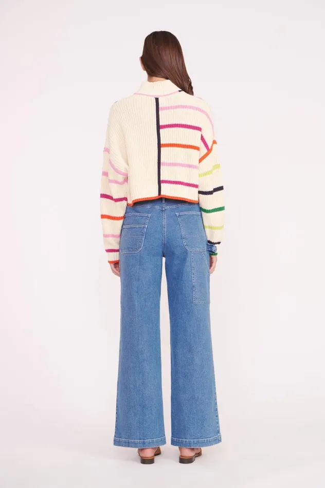 Women Sweaters STAUD STAUD CROPPED HAMPTON SWEATER CREAM RAINBOW MULTI Women Sweaters STAUD STAUD CROPPED HAMPTON SWEATER CREAM RAINBOW MULTI