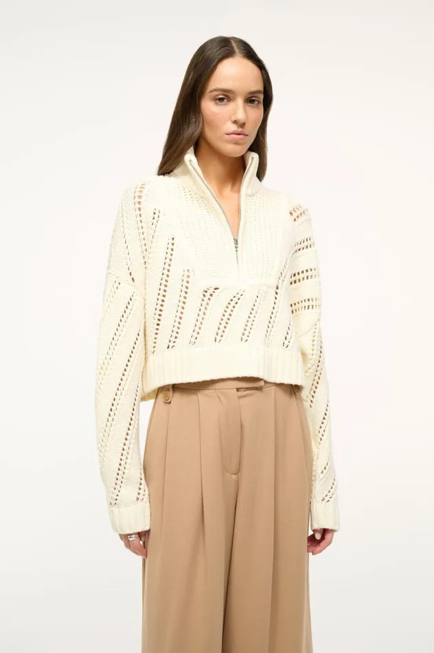 Women Sweaters STAUD STAUD CROPPED HAMPTON SWEATER IVORY