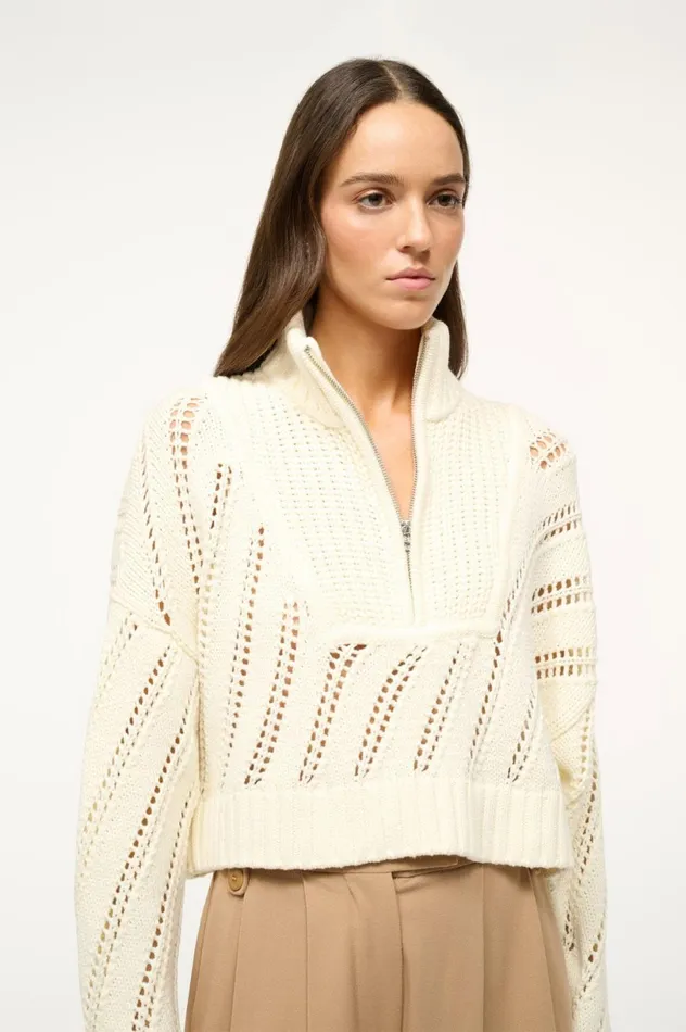 Women Sweaters STAUD STAUD CROPPED HAMPTON SWEATER IVORY Women Sweaters STAUD STAUD CROPPED HAMPTON SWEATER IVORY
