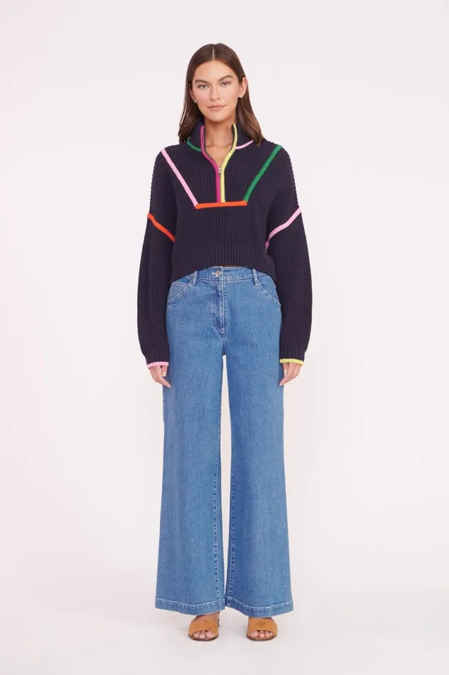 Women Sweaters STAUD STAUD CROPPED HAMPTON SWEATER NAVY MULTI Women Sweaters STAUD STAUD CROPPED HAMPTON SWEATER NAVY MULTI